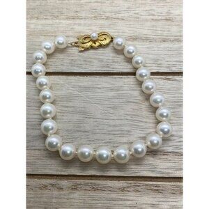 Mikimoto 18k 750 Yellow Gold Pearl Strand Bracelet Size 6.75"